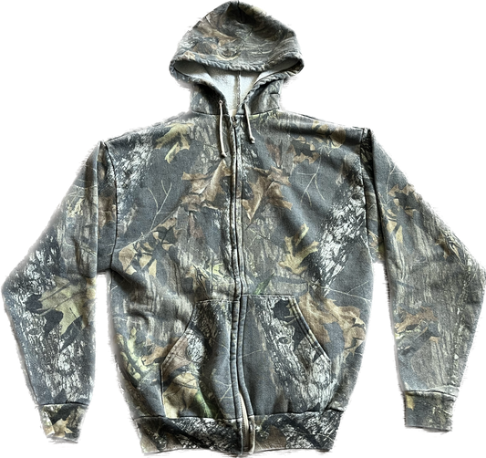 (L) Vintage Mossy Oak RealTree Camo Zip-Up Hoodie