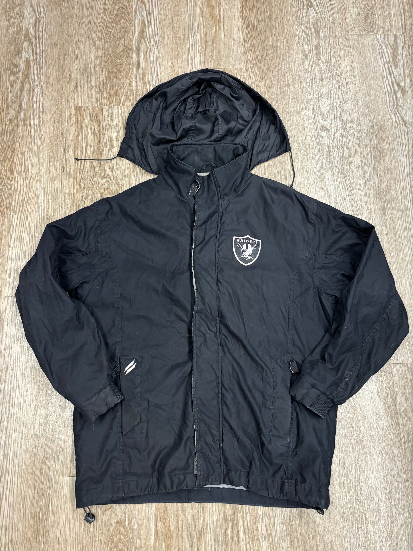 1990s Oakland Raiders Retractable Hooded Jacket