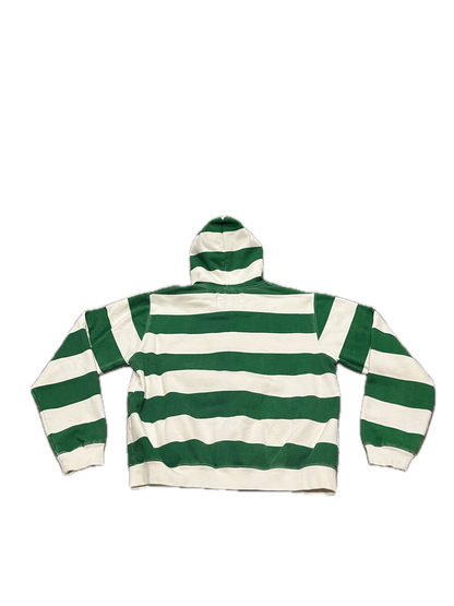 (S) Vintage Savannah Georgia Green Striped Zip-Up Hoodie