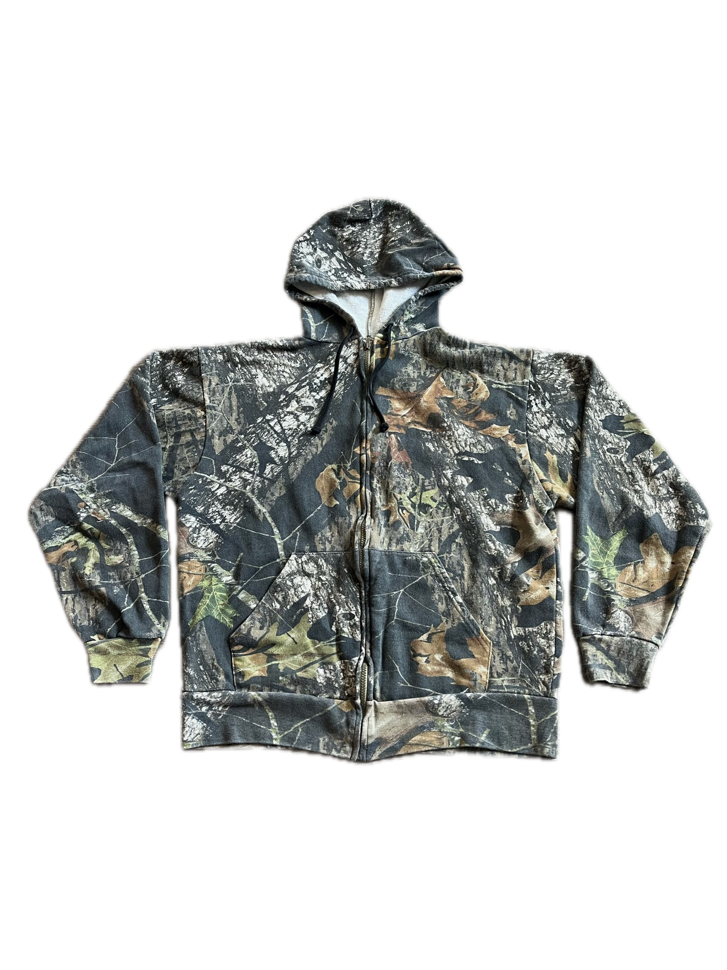 (L) Vintage Mossy Oak Dark RealTree Camo Zip-Up Hoodie