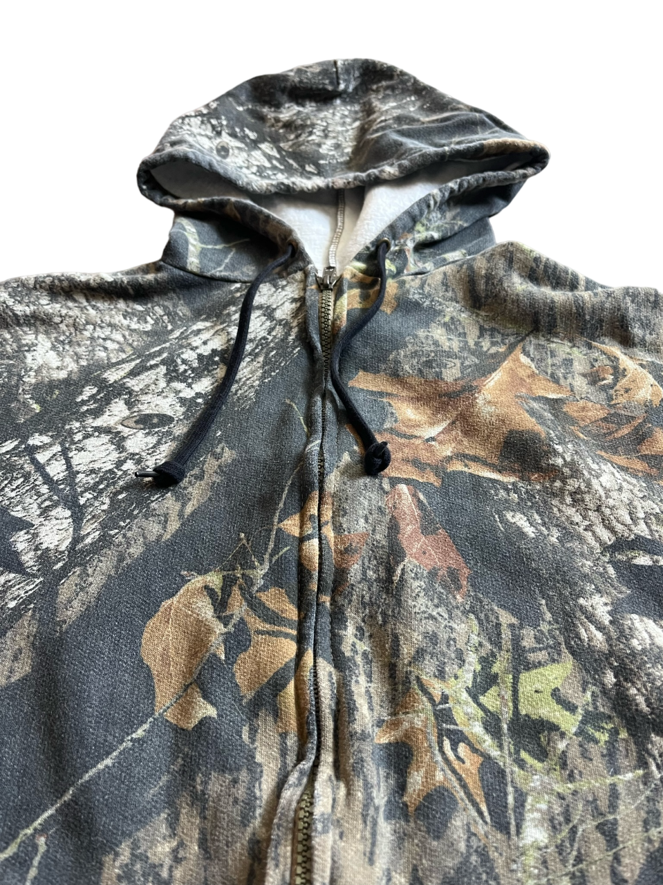 (L) Vintage Mossy Oak Dark RealTree Camo Zip-Up Hoodie