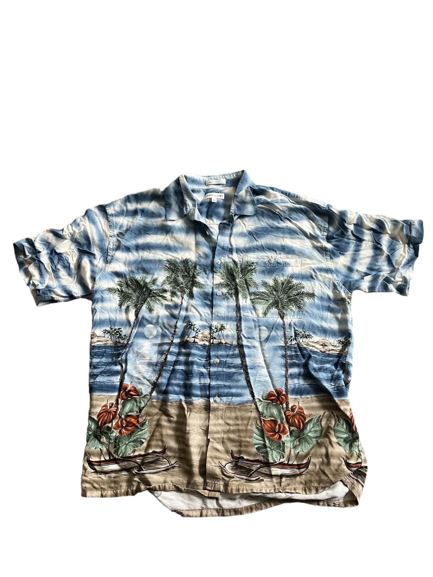 (XL) Vintage Pierre Cardin Palm Tree Hawaiian Shirt