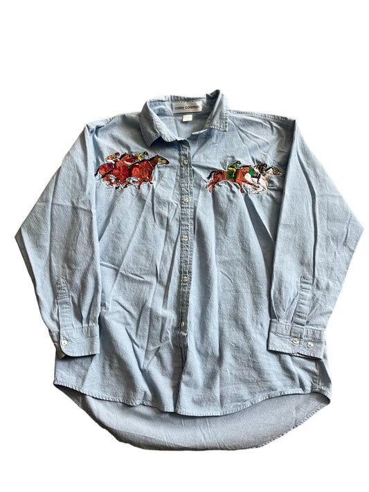 (L) Vintage Horse Embroidered Shirt