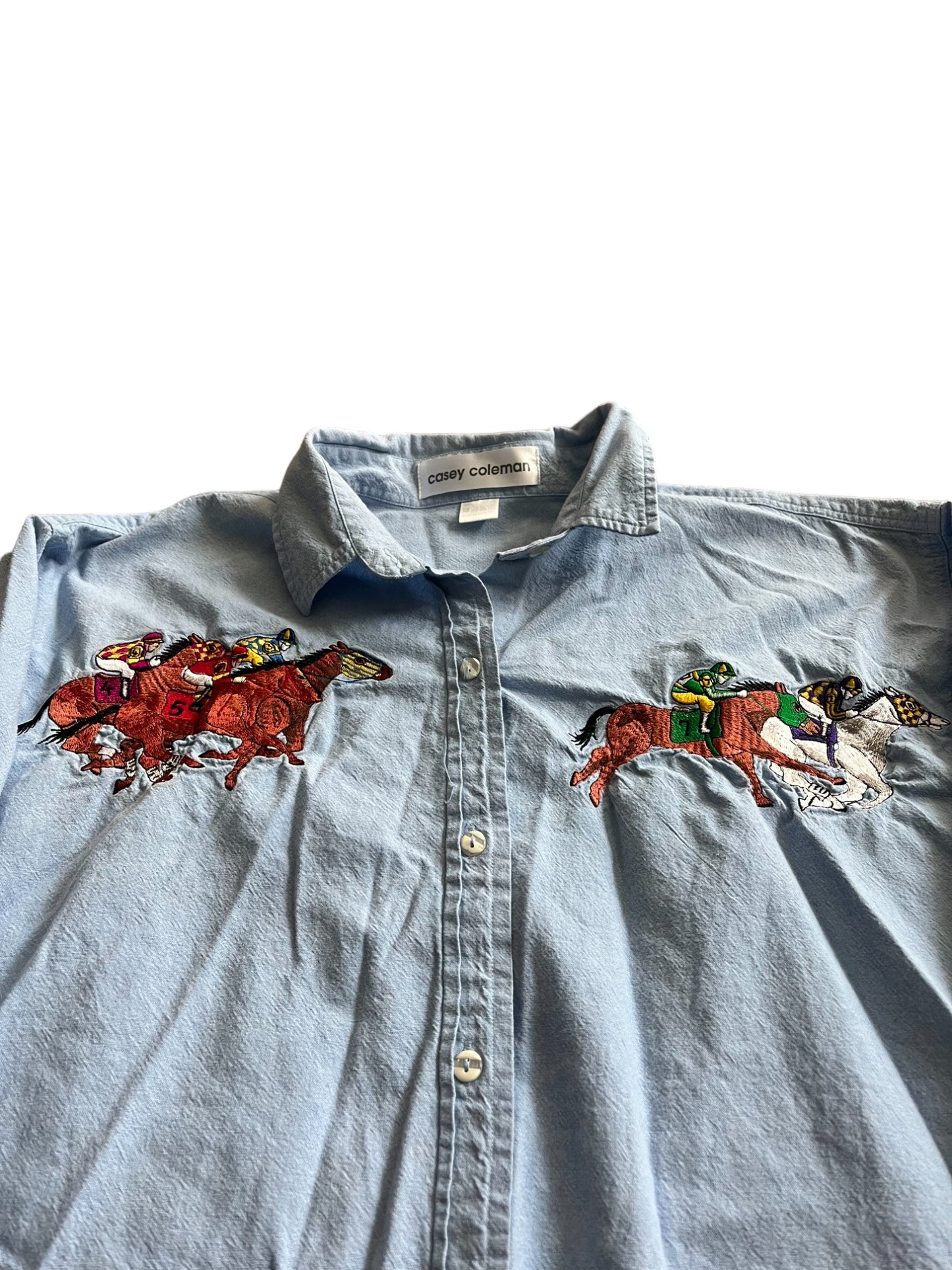 (L) Vintage Horse Embroidered Shirt