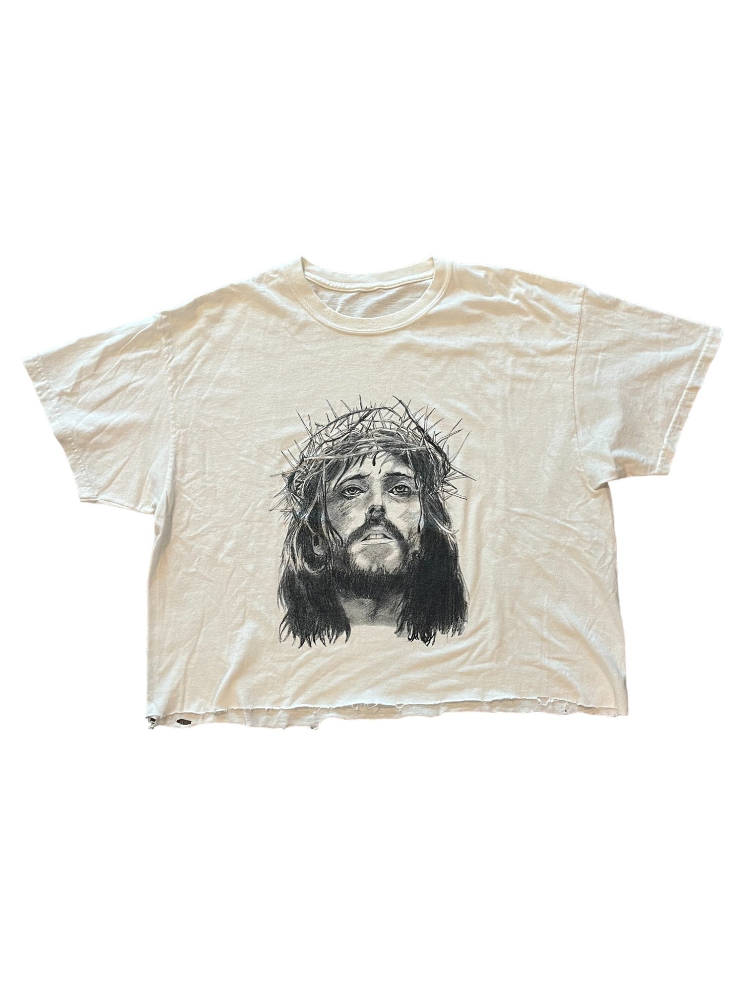 (S) Vintage Jesus Face Crop Tee