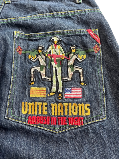 (36 X 30.5) LRG Sick Embroidery Unite Nations Jeans