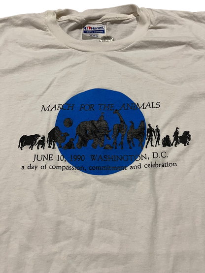 (S) 1990 Single Stitch March for the Animals Tee