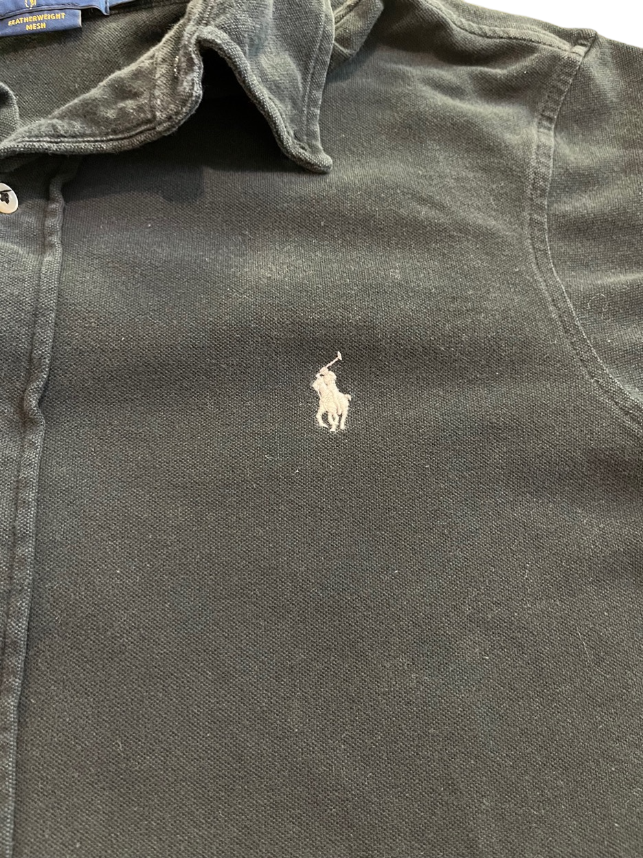 (L) Black Polo Ralph Lauren Long Sleeve Button-Up