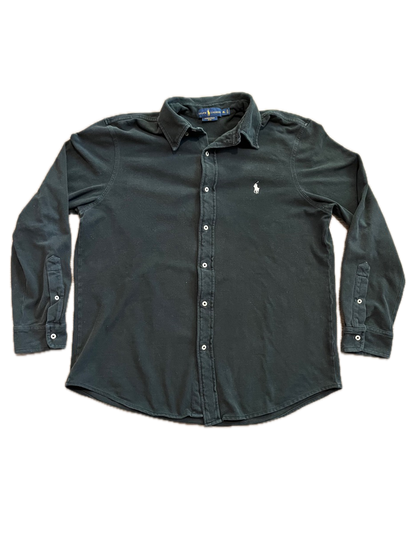 (L) Black Polo Ralph Lauren Long Sleeve Button-Up