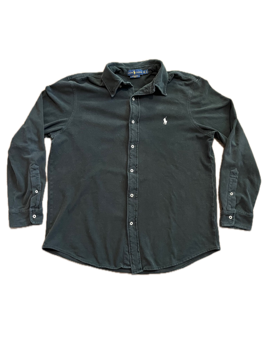 (L) Black Polo Ralph Lauren Long Sleeve Button-Up