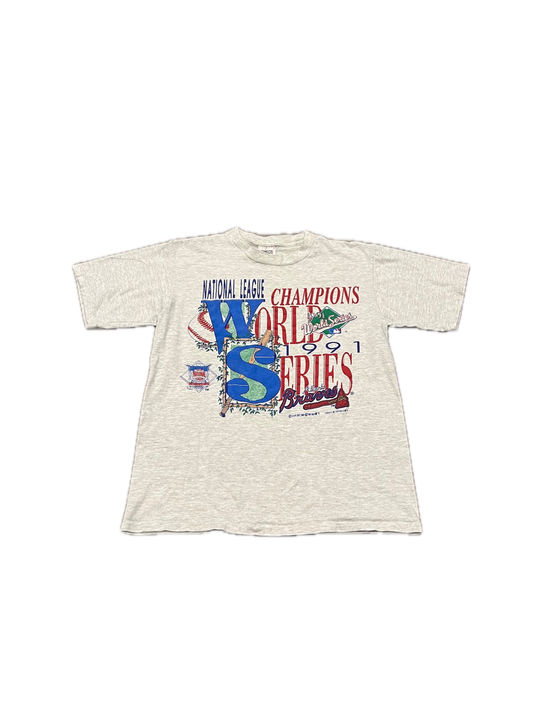 (L) 1991 Braves National League Champions World Series Single Stitch Tee