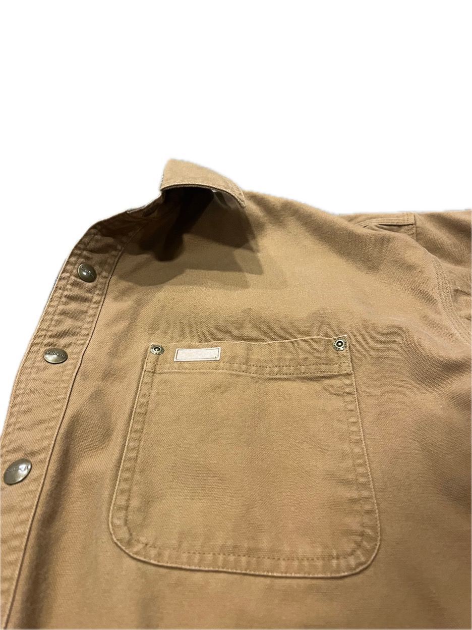 (XL) Sun-Faded Carhartt Button-Up Flannel-Lined Canvas Jacket