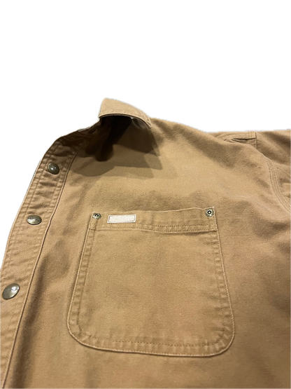 (XL) Sun-Faded Carhartt Button-Up Flannel-Lined Canvas Jacket