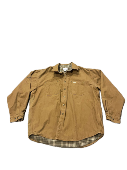 (XL) Sun-Faded Carhartt Button-Up Flannel-Lined Canvas Jacket