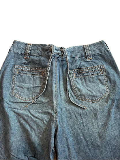 (Women's 10P) (29.5 X 27.5) Vintage Baggy Petite Sinch-back Jeans