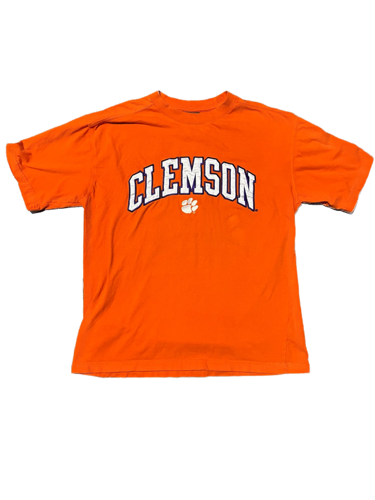 (L) Y2K Clemson Center Logo Puff-Print Spellout Tee