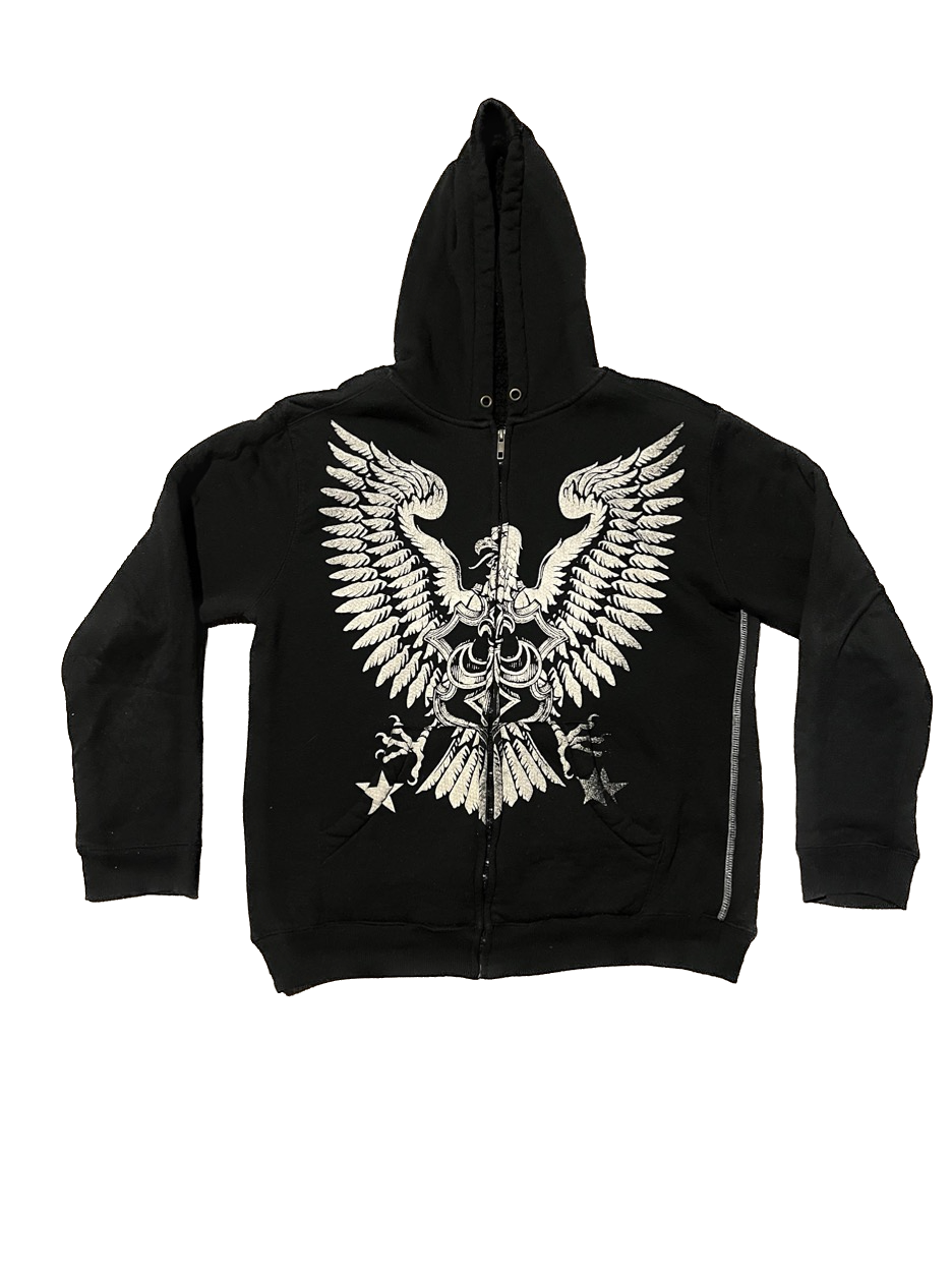 (L) Y2K Fleece-lined Eagle Zip-Up Hoodie