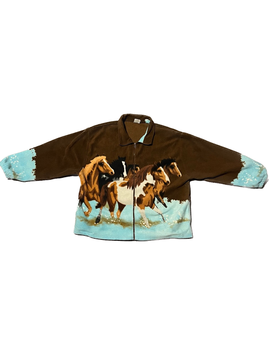 (XL) Vintage Horse Print Fleece