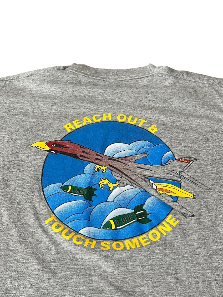 (L) Late 1980s-Early 1990s Single Stitch Fighter Jet Tee