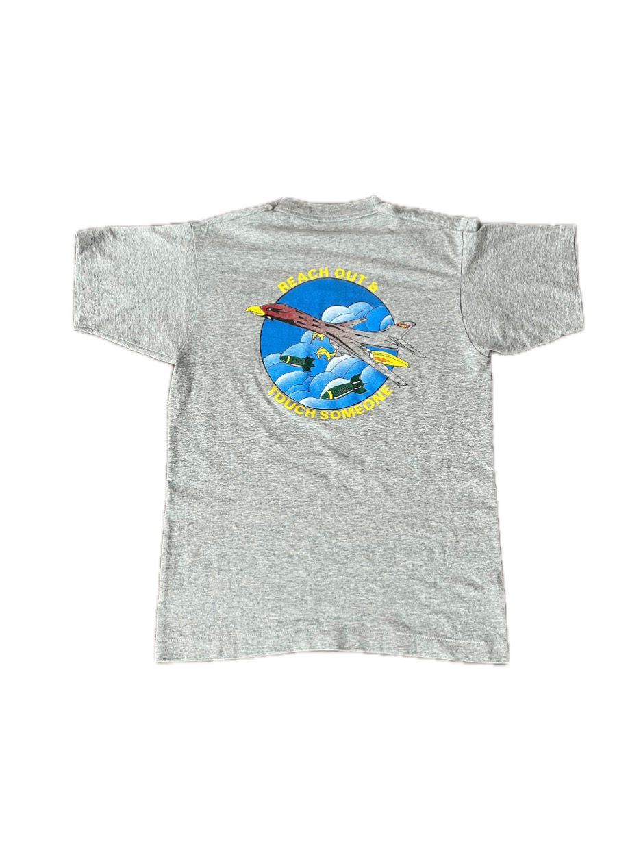 (L) Late 1980s-Early 1990s Single Stitch Fighter Jet Tee