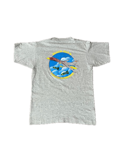 (L) Late 1980s-Early 1990s Single Stitch Fighter Jet Tee