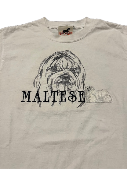 (S) Vintage Maltese Dog Embroidered Tee