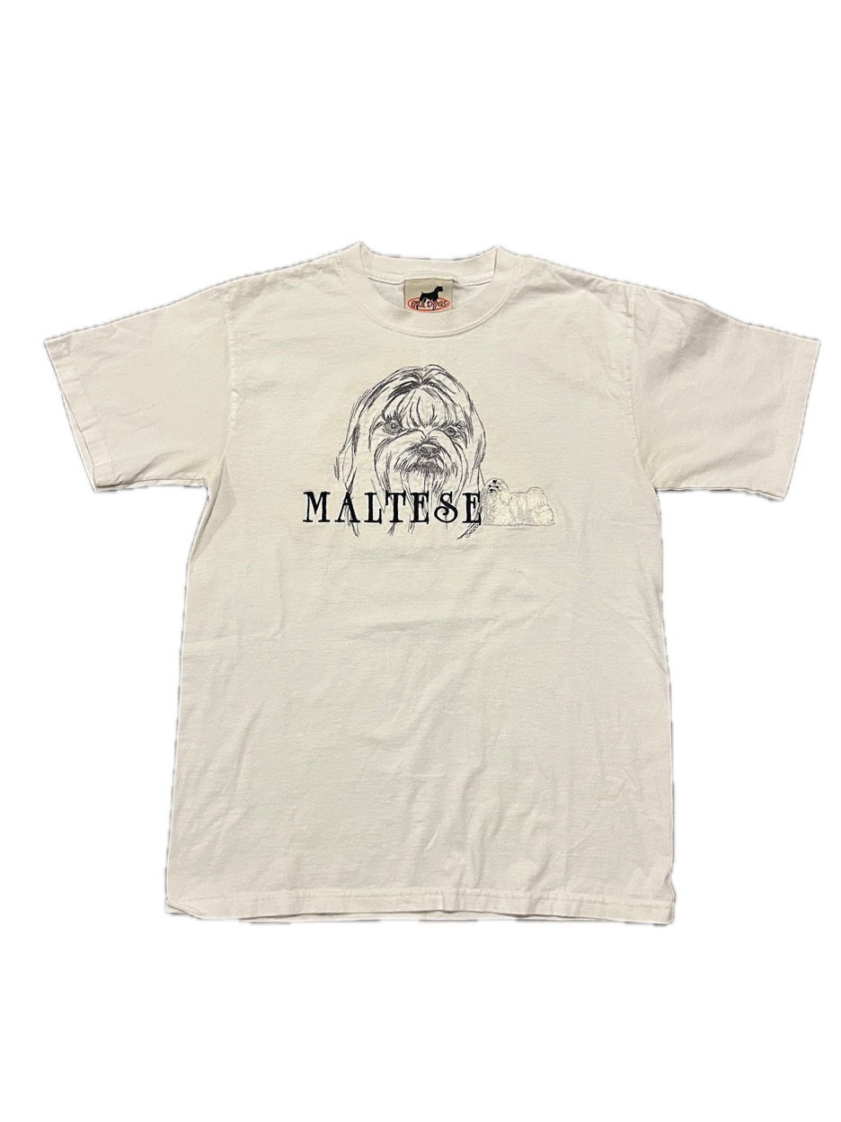 (S) Vintage Maltese Dog Embroidered Tee