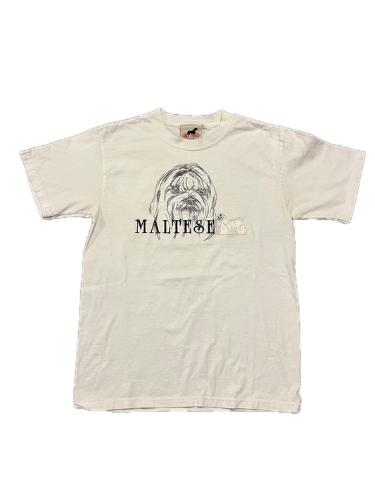 (S) Vintage Maltese Dog Embroidered Tee