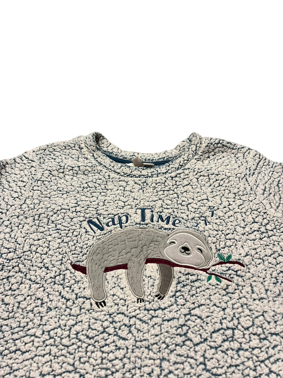 (Women's M) “Nap Time” Embroidered Fleece