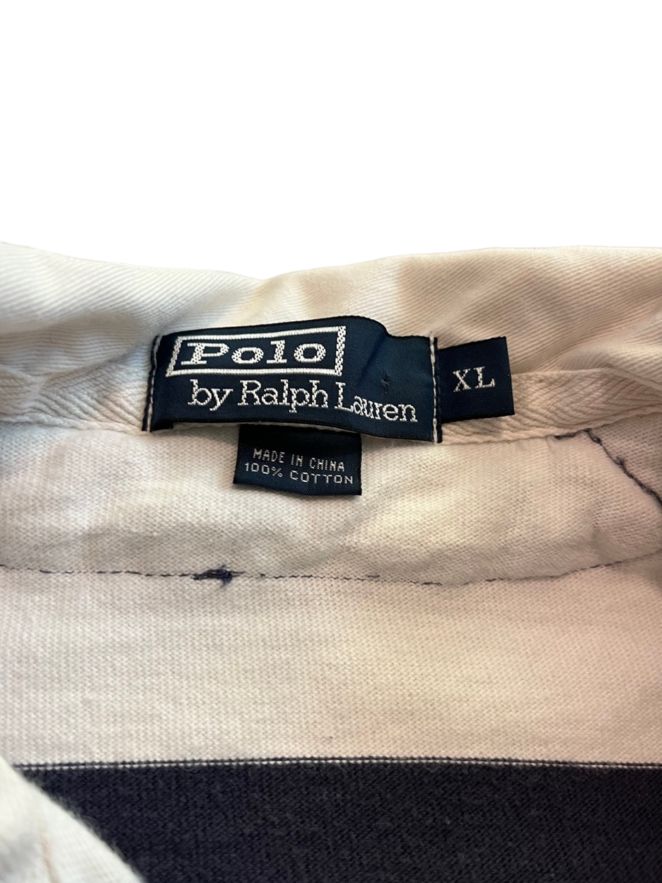 (XL) Vintage Polo Ralph Lauren Striped Rugby Long Sleeve Shirt