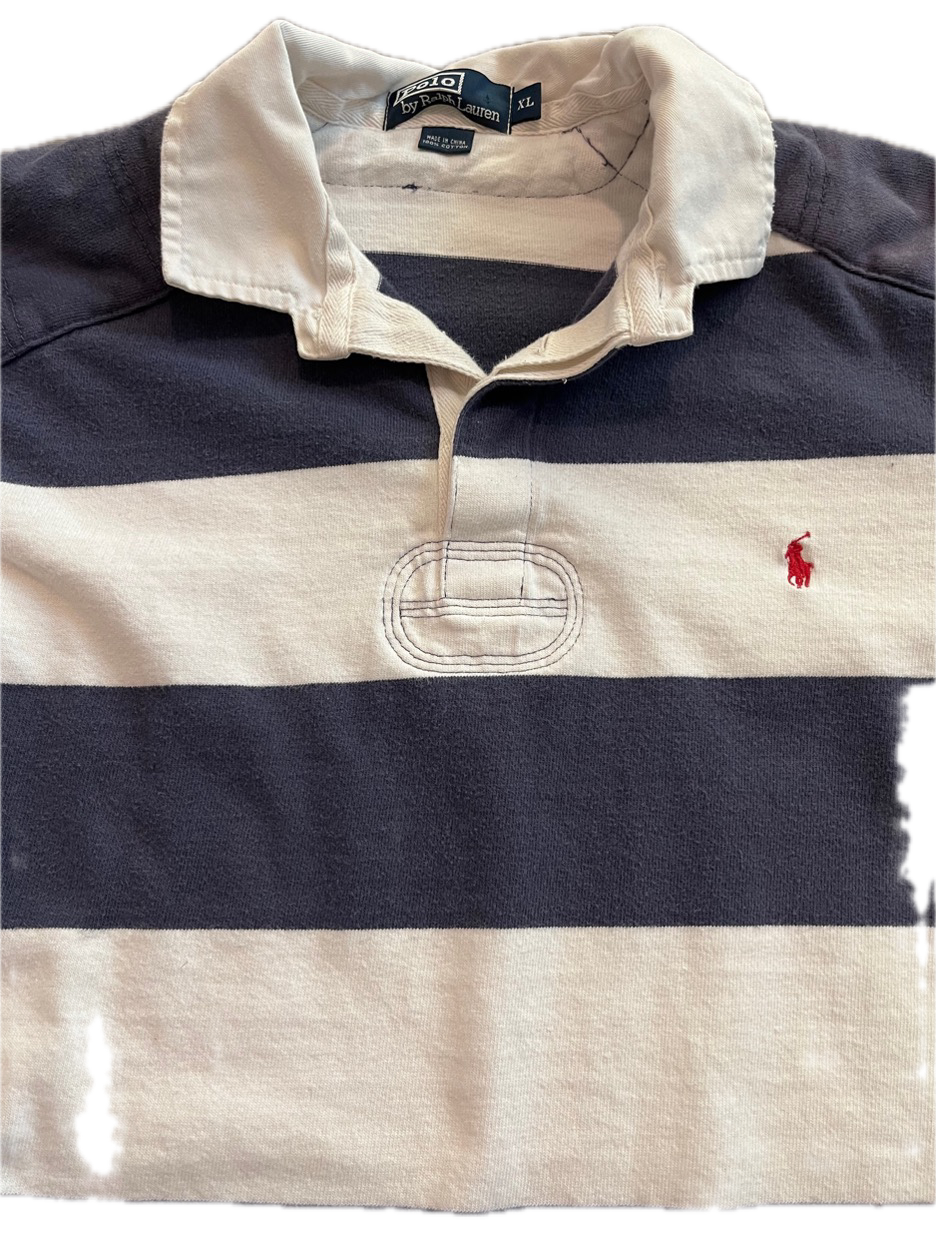 (XL) Vintage Polo Ralph Lauren Striped Rugby Long Sleeve Shirt