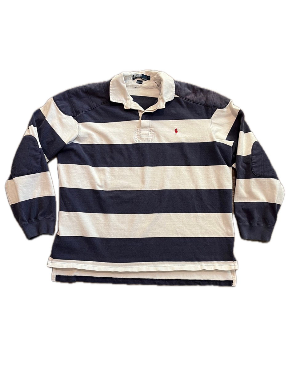 (XL) Vintage Polo Ralph Lauren Striped Rugby Long Sleeve Shirt