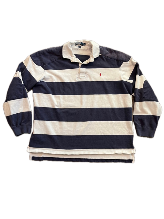 (XL) Vintage Polo Ralph Lauren Striped Rugby Long Sleeve Shirt