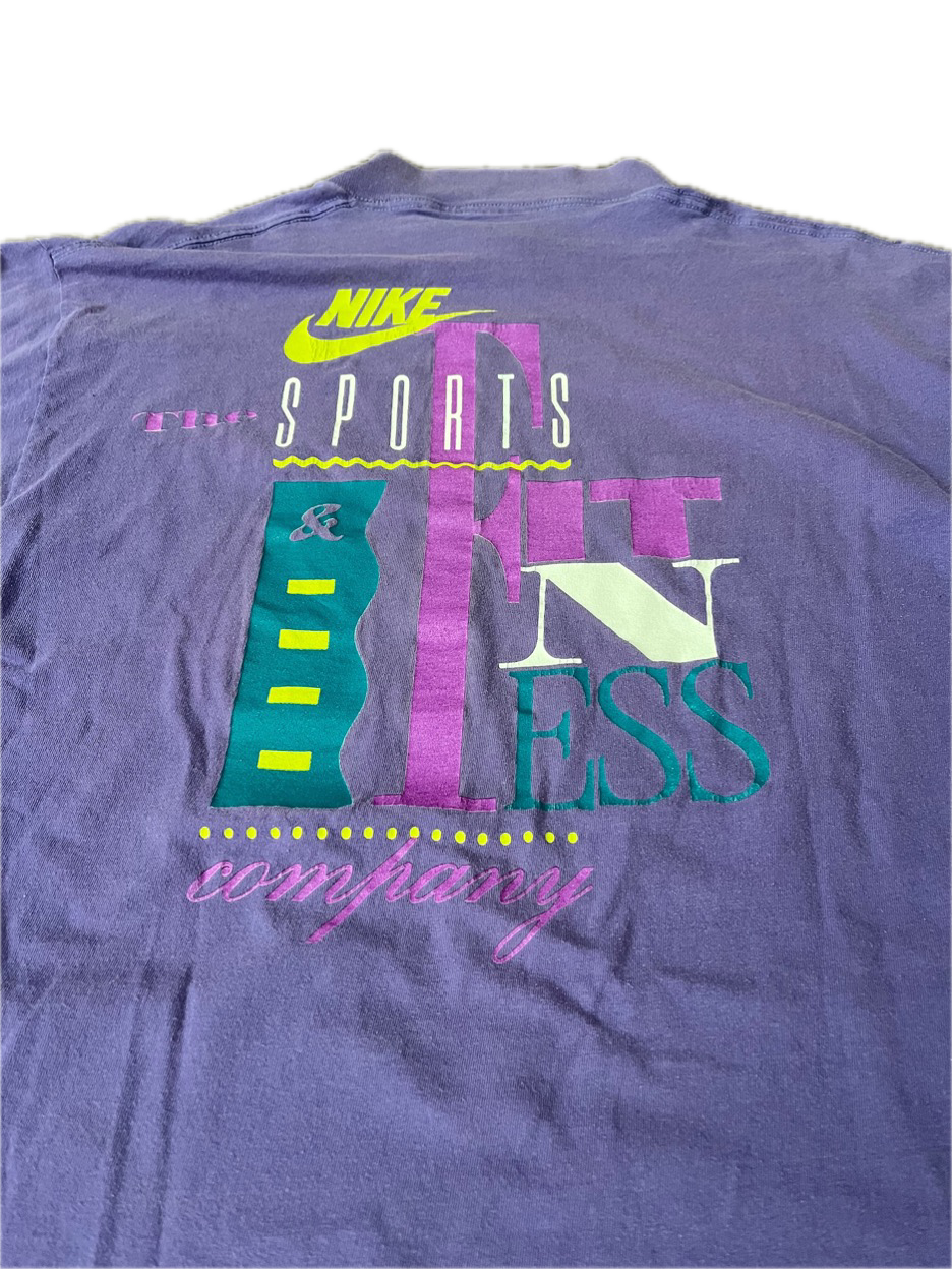 (L) 1980s Nike Fitness Company Mock Neck Long Sleeve Tee