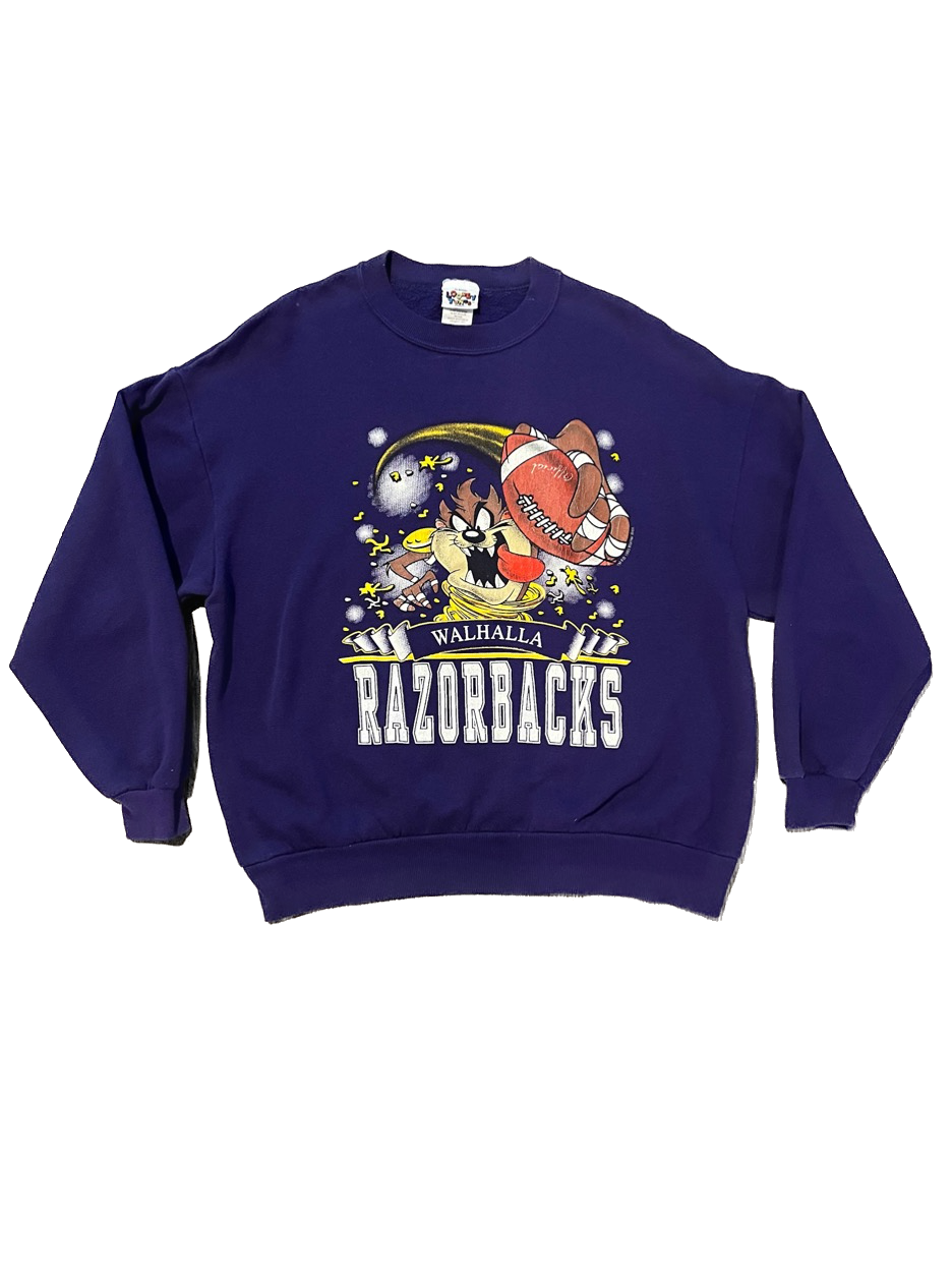 (XL) 1996 Looney Tunes Walhalla Razorbacks Crewneck