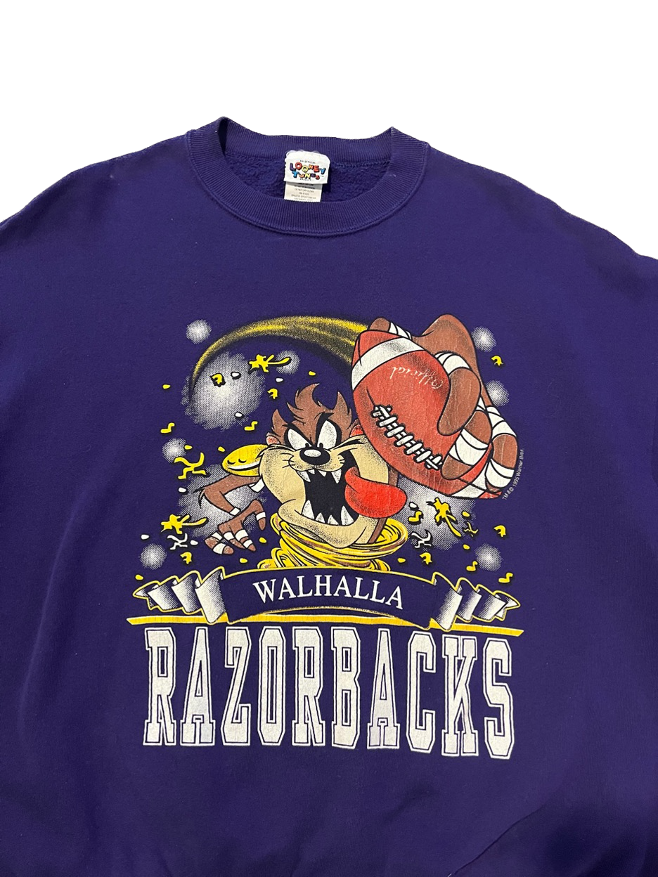 (XL) 1996 Looney Tunes Walhalla Razorbacks Crewneck