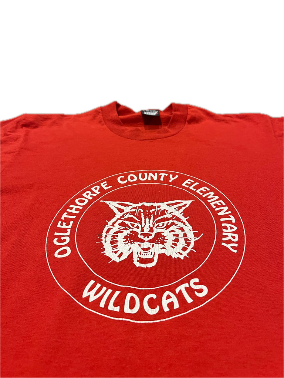 (L) 1990s Oglethorpe County Elementary Wildcats Single Stitch Tee