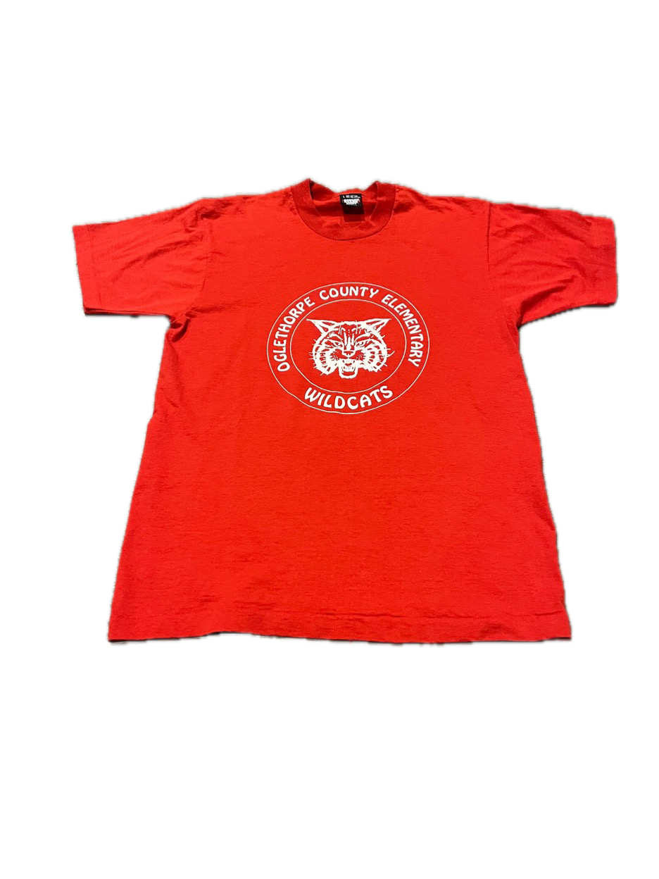 (L) 1990s Oglethorpe County Elementary Wildcats Single Stitch Tee