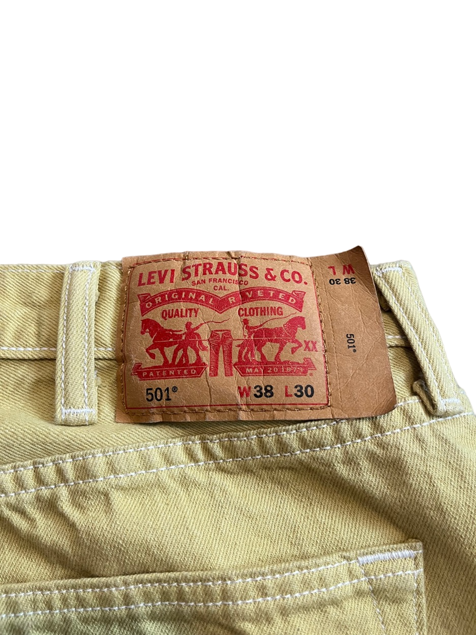 (38 X 30) Vintage Levi's 501 Yellow Denim